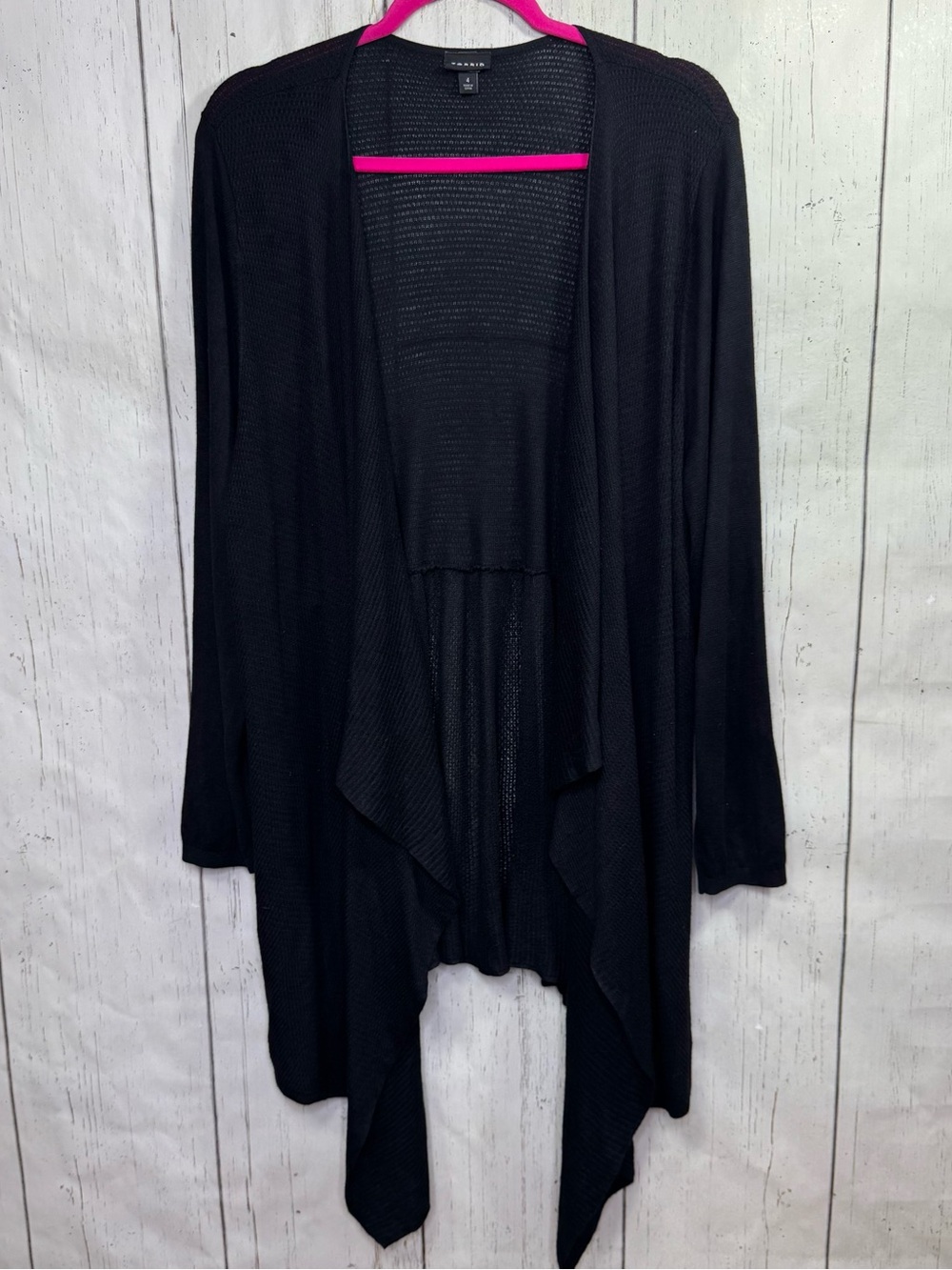 Torrid Black Open Front Waterfall Cardigan Size 4X Drape Lagenlook Boho Knit - Picture 2 of 10